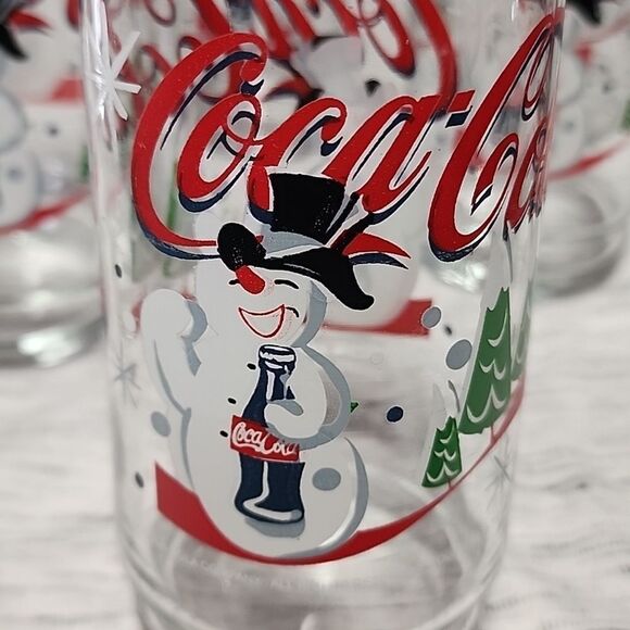 COCA-COLA SNOWMAN GLASSES Set Of 6- 16oz Collectibles - Picture 2 of 5
